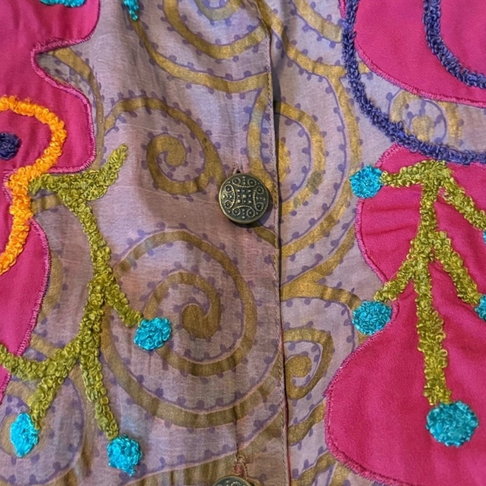 Vintage 90s Embroidered Artwear Jacket 2X Boho Festival India - Picture 6 of 9